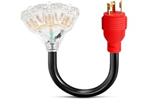 ABEDEN 3 Prong 30 amp to 15 Amp/20 Amp Generator Power Adapter Locking Cord,Nema L5-30P Male to 3X 5-20R Female,1.7 FT