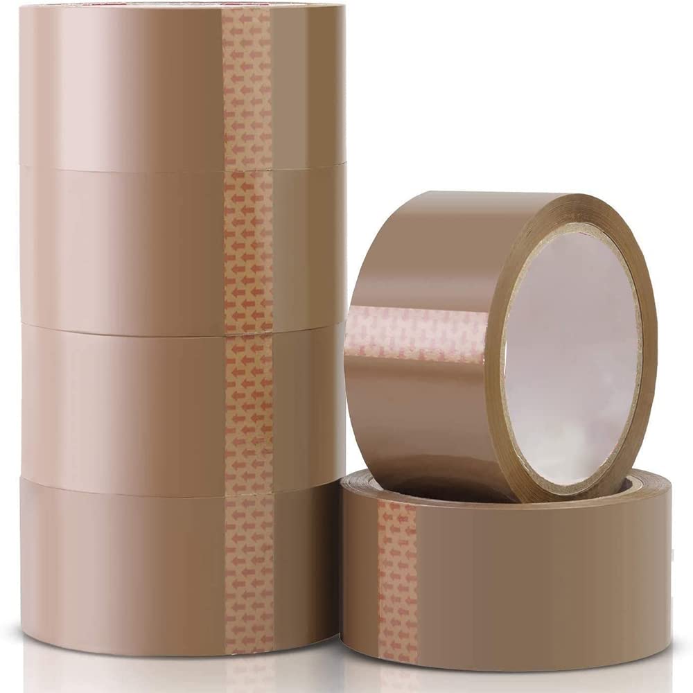 Venuscello® 6 x Brown Parcel Packaging Tape 48mm x 66m Ideal for Cardboard Box House Moving Courier Packaging Heavy Duty Industrial Shipping Cellotape for Cartons