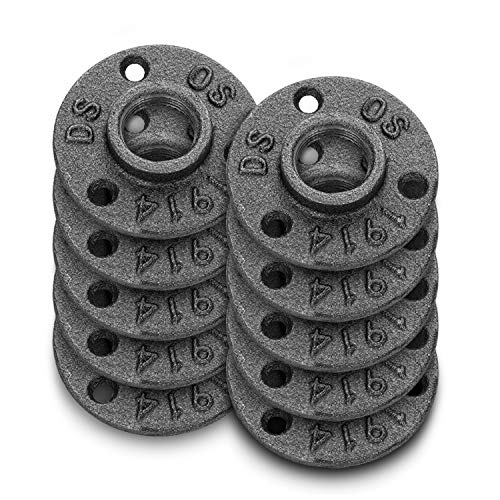 10 Pack 3/4" Cast Iron Floor Flange, CBTONE Black Pipe Decor Flange Pipe Fittings with Threaded Hole for Vintage Retro Steampunk Industrial Pipe, Furniture and DIY Decor