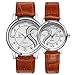 Fq-102 Genuine Leather Strap Romantic Pair His and Hers Wrist Watches Men Women Brown Set of 2