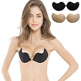 Muryobao Strapless Bra Self Adhesive Backless Bras Silicone Push up Bra for Women Wedding Dress 2 Pack B Cup