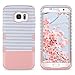 ULAK S7 Edge Case, Galaxy S7 Edge Case, 3 in 1 Hard PC + Soft Silicone Hybrid Dust Scratch Resistance Protective Cover for Samsung Galaxy S7 Edge (Minimal Stripes Rose Gold)