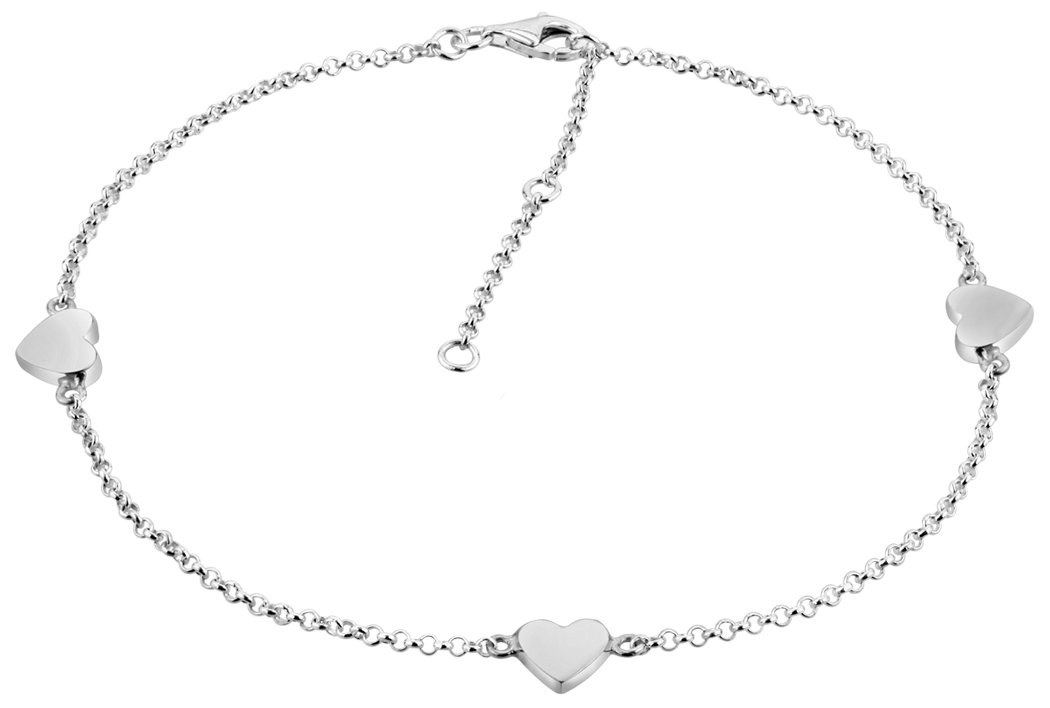Nena Lina | | 3 Heart Anklet 925 Sterling Silver – length 23/27 cm/381007 000