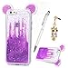 Case Compatibe with iPhone 6S Plus, iPhone 6 Plus, YOKIRIN Luxury 3D Glitter Cute Ears Transparent Plastic Bling Sparkle Stars & Love Heart Flexiable Soft TPU Gel Silicone Protective Cover, Purple