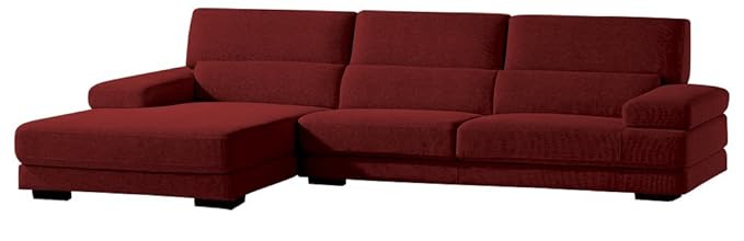 Afydecor Contemporary L shaped Sofa with Elegant Low Back Cushioning - Red
