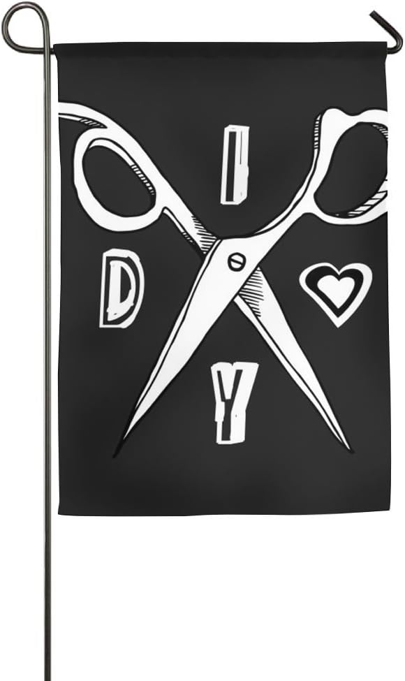 Hfdream Art Scissors Home Flag Seasonal Garden Flag Concise Outdoor Flags Cartoon Yard Flag