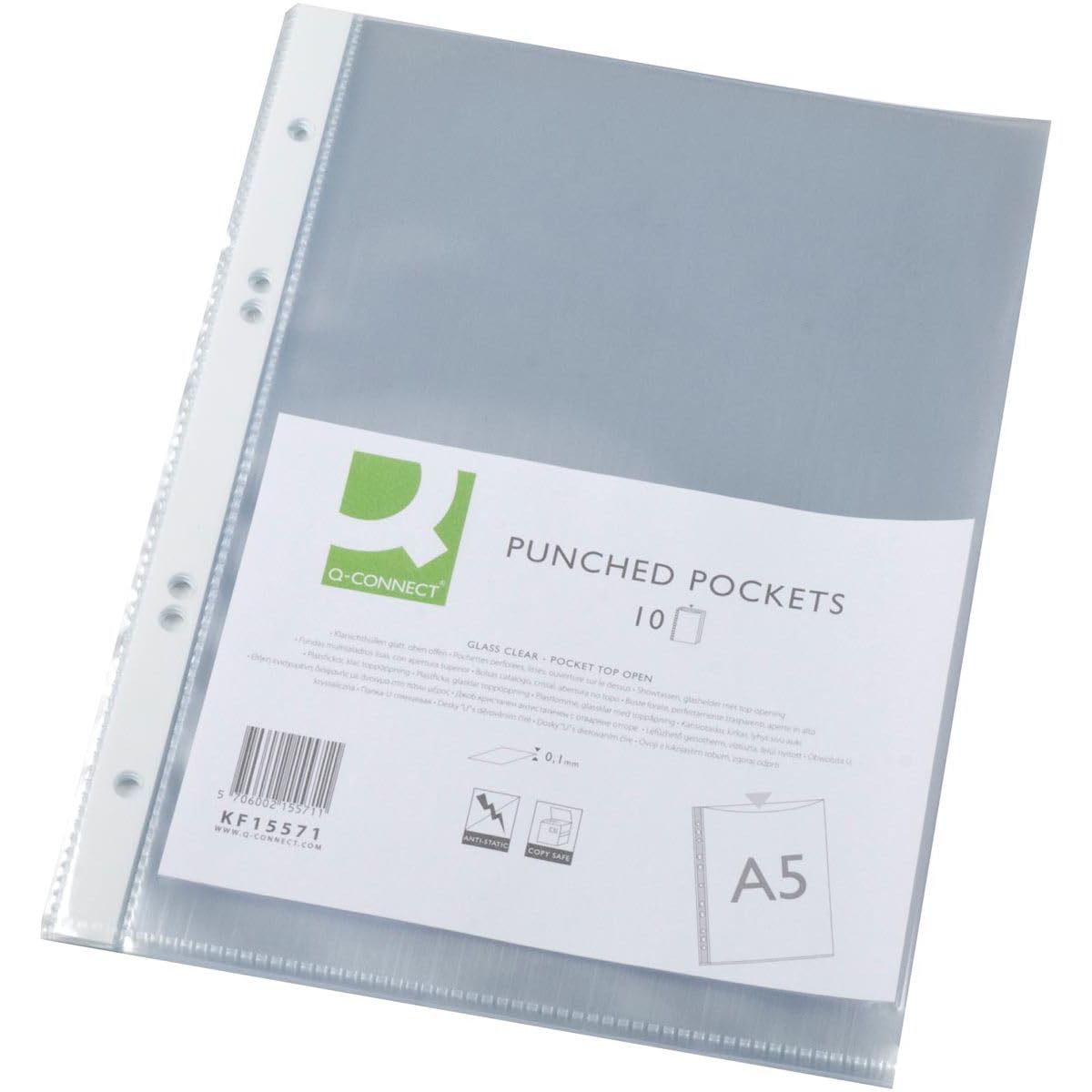 Q-Connect KF15571 Document Wallet A5 100 MYM Clear Glass Pack of 10)