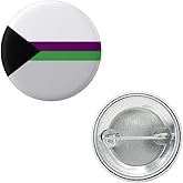 Demi AroAce Green Purple Aro Ace Pride Flag Pin 1.5” Round Circle Shape Metal Button Pin Badge Pinback 1.5 inch Pin 38 mm 3.8 cm