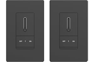ELEGRP Slide Dimmer Switch for Dimmable LED, CFL and Incandescent Light Lamp Bulbs, Single Pole or 3-Way, Full Control with Preset, Rocker Paddle, Wall Plate Included, UL Listed (2 Pack, Matte Black)
