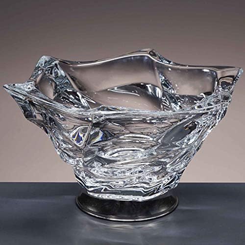 la galaica Crystal bowl, Bohemia, collection FLAMENCO, support in 925 sterling silver, 29 cm. length x 24 cm. width.
