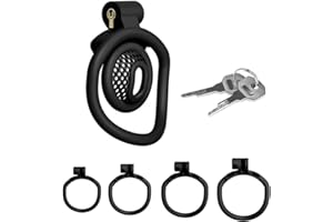 Male Chastity Device Cock Cage Flat Chastity Penis Cage with 4 Different Arc Rings and 2 Keys for Men's Penis Bondage SM Sex 