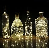 COSOON Set of 6 Wine Bottle Cork Lights Copper String Lights - 15LED 28Inch Wire String Lights for Bottle DIY, Wedding, Halloween, Christmas, Party Decor (Warm white) T008