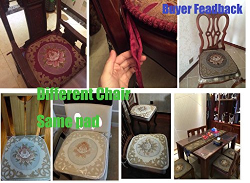 Sideli -4pcs Classic Decorative Chair pad Seat Cushion with Memory Filling and 2 Belt for Fix 16"x16" (4, peony-beige)