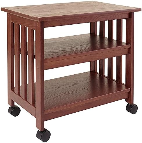 Mission Style Wooden TV / Printer Stand Cart in Chestnut Finish