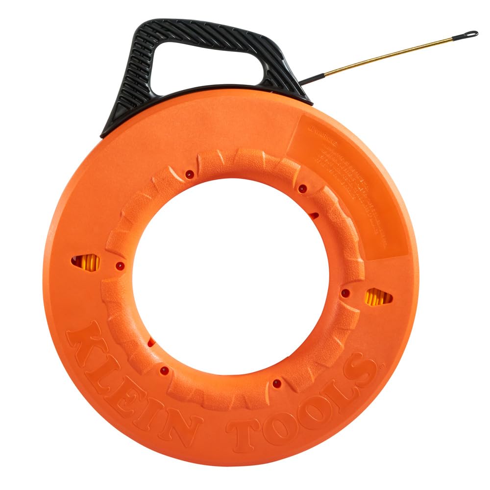 Klein Tools 56014 Non-Conductive Fish Tape Fiberglass, Made in USA, Flexible for Conduit Measuring as Pull Line, 200-Foot Long x 3/16-Inch Wide