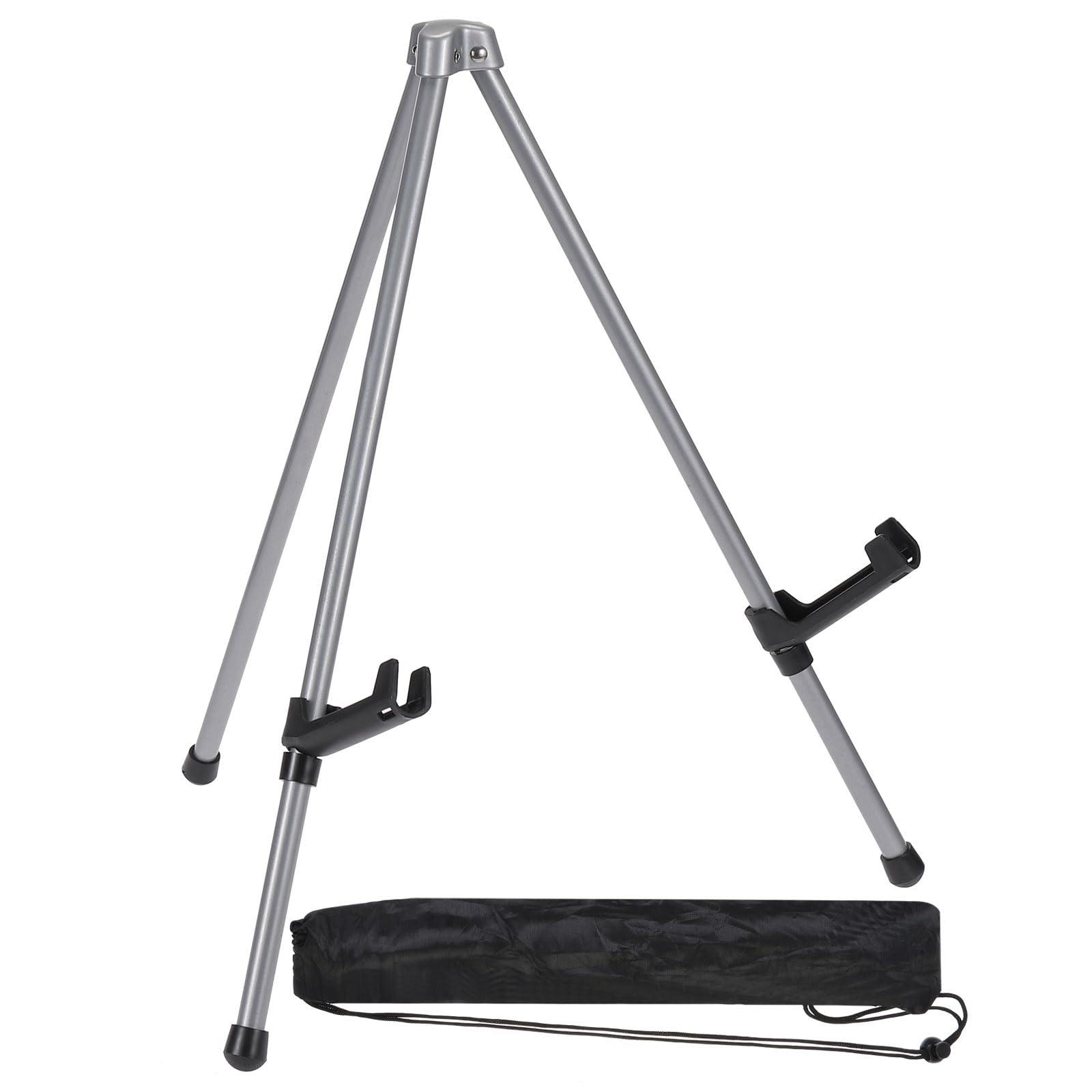 PATIKIL 1Set Tabletop Easel Stand for Display, 14in Table Top Easel Stand Small Portable Tripod Aluminum for Signs Poster Art Painting Decor Picture Photo Wedding,Silver