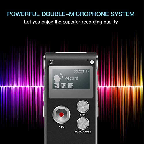 8GB Voice Recorder, HD Mini Digital Voice Recorder 290 Hours Recording Capacity Dictaphone Double Mic for Meeting/Classes/Lectures/Speech