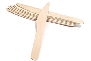 EnvoWise Disposable Wooden Knives, 100 Count, 6.5” Premium Wood Cutlery | Eco-Friendly Biodegradable & Compostable Knives, Av