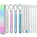 Flyby Portable Reusable Drinking Straws | Collapsible & Foldable Telescopic Stainless Steel Metal Straw Dispenser | Final Aluminum Case, Long Cleaning Brush, Silicone Tip | Variety Pack 1 | 4-Pack