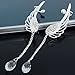 YSTD 1Pair Angel Wing Silver Crystal Chain Drop Dangle Ear Cuff Stud Clip Earrings (Ear stud)
