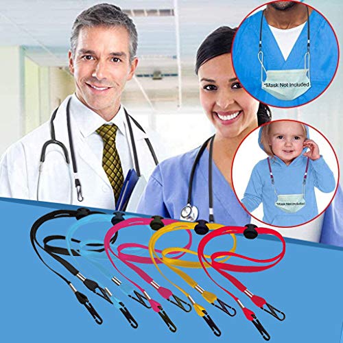 5 PCS Face Mask Lanyard for Adults/Kids, Back of Head or Neck with Clips and Adjustable Stopper for Mask Holders Extender Ear, Hat Lanyard Straps, Comfortable Around The Neck