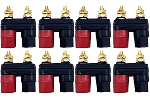 8 Pairs of Dual Banana Binding Post Terminals with Gold-Plated Copper Connectors for Audio Speaker Cable Connections, Compati