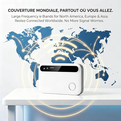 Portable 5G Router WiFi 6 Unlocked 5G/4G+ Mobile Modem with SIM Slot, Up to 25 Connected Devices, High Speed Internet Ideal for Travel, Camping and Home Work