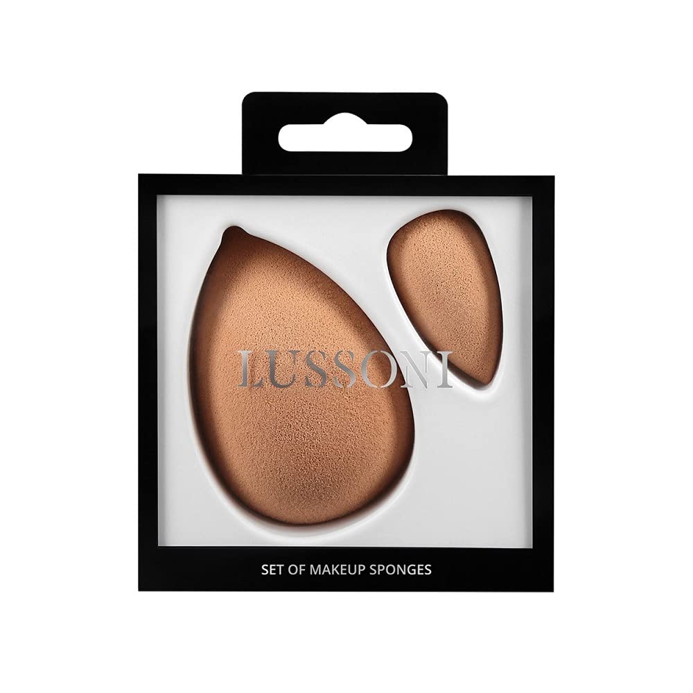 T4B LUSSONI 2-Piece Make-Up Sponge Set, Blender Sponges, Skin Colour