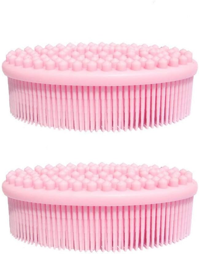 Loofah Exfoliating Body Scrubber 2 in 1 Face and Body Silicone Scrubber - Silicone Shower Brush Bath Sponge Loofa