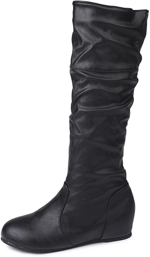womens black calf length boots