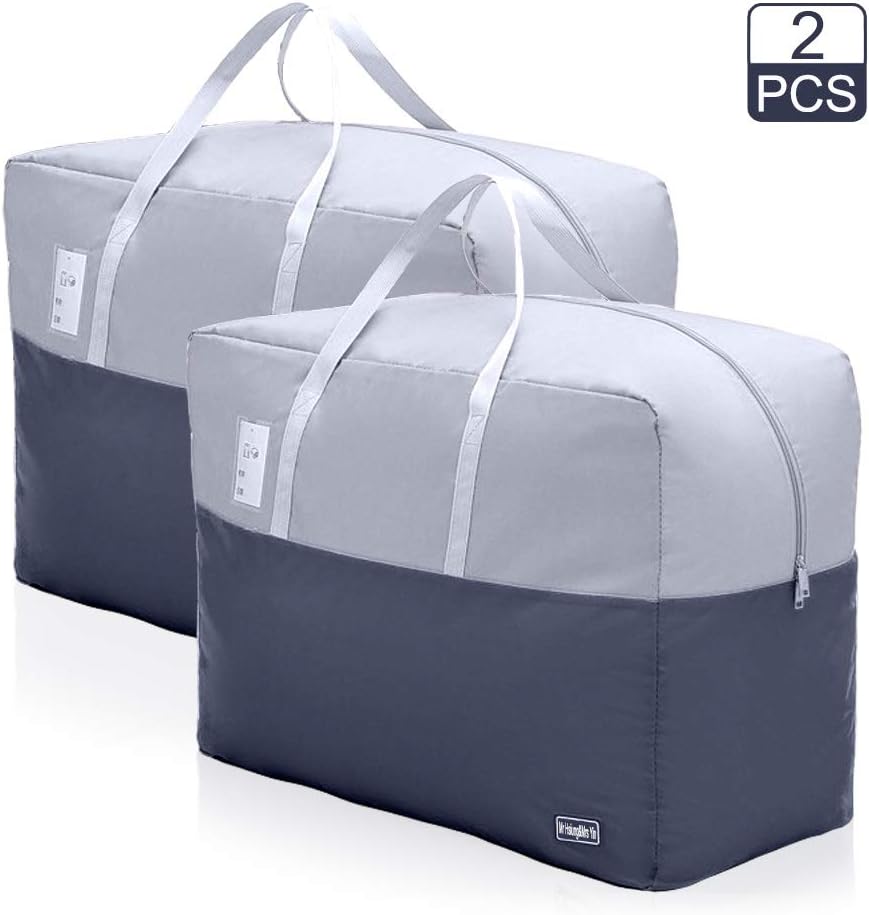 75L Clothes Storage Bags with Zips, 2 PCS 600D Oxford Cloth Duvet