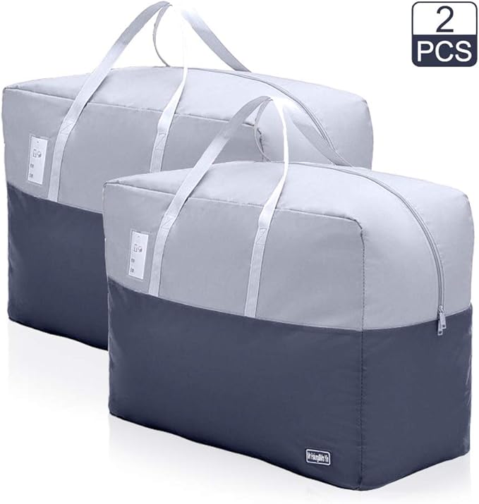 75L Clothes Storage Bags with Zips, 2 PCS 600D Oxford Cloth Duvet