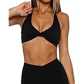 Lacozy Womens Sport Bras Criss Cross Back Strappy Twist Wireless Crop Top with Removable Padded Workout Yoga