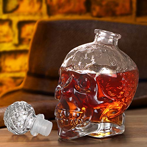MDLUU Glass Wine Decanter, Skull Decanter Bottle, Liquor Decanter with