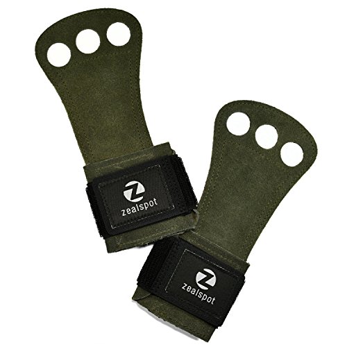 Buy Zealspot 3 Holes Leather Gymnastics Hand Grips for pullups, Weight ...
