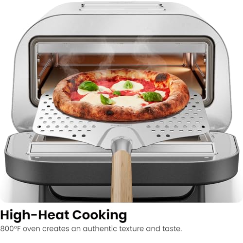 CHEFMAN Indoor Pizza Oven - Makes 12 Inch Pizzas in Minutes, Heats up to 800°F - Countertop Electric Pizza Maker with 5 Touchscreen Presets, Pizza Stone and Peel Included - Stainless Steel