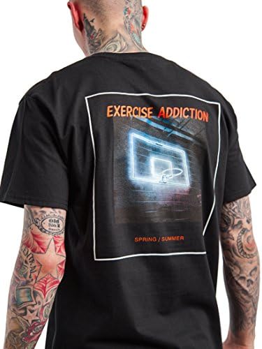 BACK217 Men's Street Printed-Shirts with Pattern of Basketry (XL, Black)
