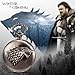 SIBOSUN Pocket Watch Steampunk Wolf Wolves Pattern Mens Chain Black Quartz Direwolf House Stark Game of Thrones