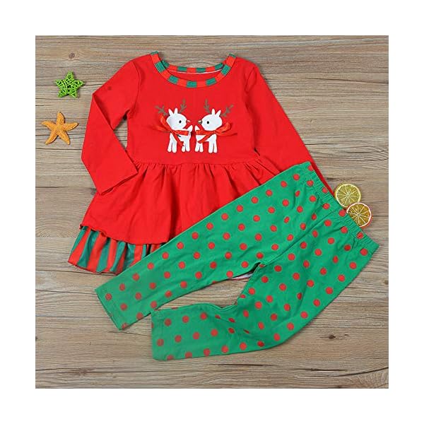 Azhido Baby Girls Christmas 2pc Pant Clothing Set Long Sleeve Deer Outfits (2T, Red) - Image 7