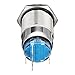 Etopars Momentary 12V 5A Car Auto Blue LED Light Lamp Headlight Push Button Stainless Steel Metal Toggle Switch Socket Plug 19mm Engine Start