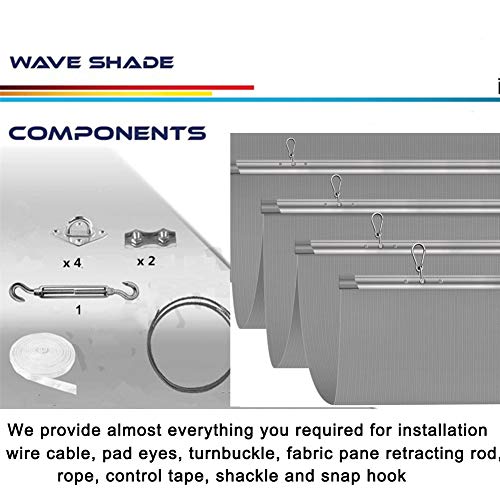 Sonnensegel Sichtschutznetz, Einziehbar Wave Shade Sails Pergola-Abdeckung Pavillonabdeckung Breite 0,5-1,3 M 95… – Bild 6