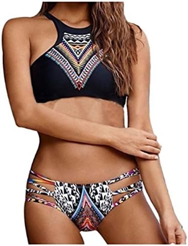 Gritu Womens Halter Tankini Two Piece High Neck Bikini Beach Swimsuit Beachwear (X-Large(US 8-10), White)