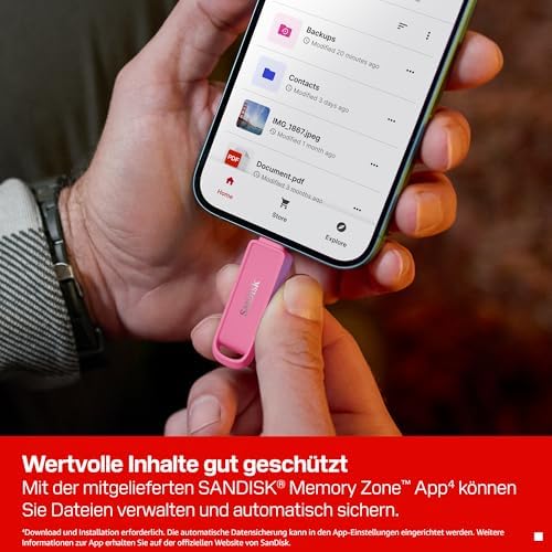 Phone Drive mit USB Type-C 512 GB (Flash-Laufwerk für Smartphones, Tablets und Computer, 150 MB/s Lesen, Schlüsselring-Öse zur Mitnahme, 1 Jahr RescuePRO Deluxe-Software) - Seastar Pink