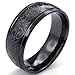 KONOV Mens Stainless Steel Ring, Engraved Florentine Design Charm 8mm Band, Black