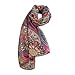 Datework Women Chiffon Printed Silk Long Soft Scarf Shawl (Hot Pink)