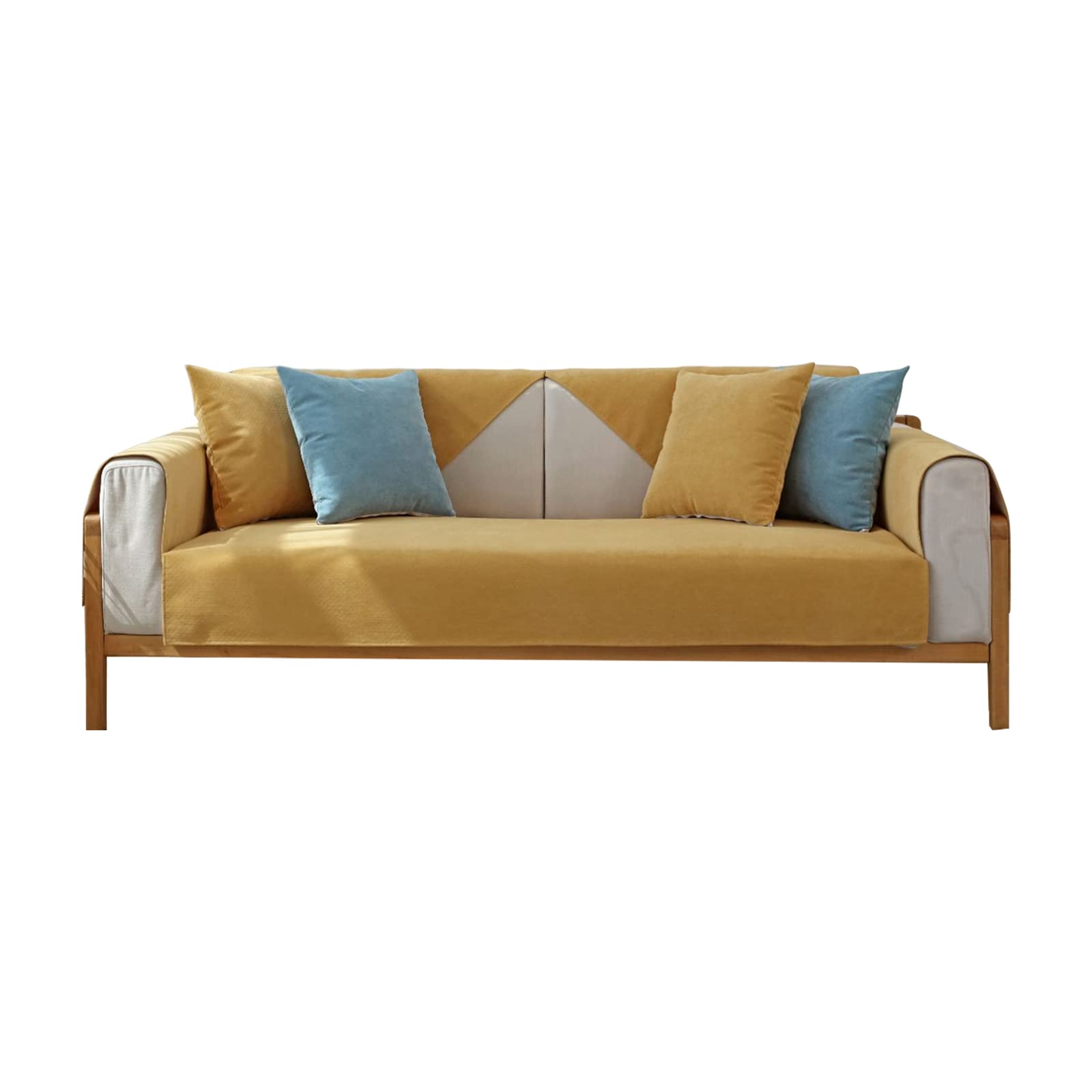 VanderHOME Solid Colour Sofa Protector 1/2/3/4 Seater Waterproof Non-slip Furniture Cover for Dogs - Yellow, 110 * 160cm