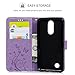 YOKIRIN Case for LG K8 Case, Flip Wallet Cover, Embossed Floral Butterfly ID&Credit Card Holder Folio Case for LG K8 2017, Purple