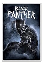Captain America Civil War Black Panther Poster Magnetic Notice Board Silver Framed - 96.5 x 66 cms (Approx 38 x 26 inches)