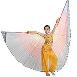 MUNAFIE Halloween Costumes Belly Dance Isis Wings for Children Kids Rainbow (With Sitcks and Bag)