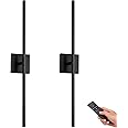 Battery Operated Black Wall Sconces Set of Two, 30" Wireless Dimmable LED Wall Lights with Remote Control, 3 Color Stepless Dimming 360° Rotate Sconces Wall Decor for Living Room Bedroom Stairs